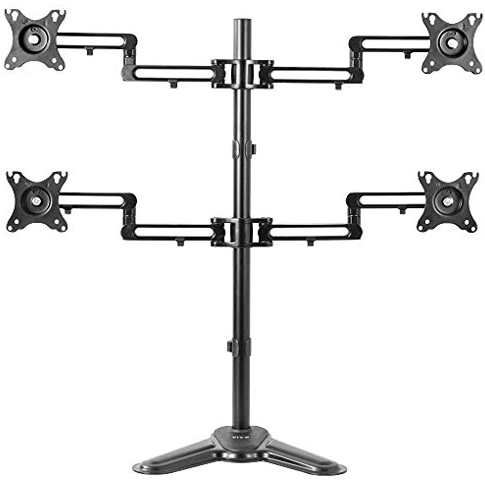 VIVO Aluminum Freestanding Quad LCD Monitor Mount Fully Adjustable Desk Stand for 4 Screens 17" to 32" (STAND-V104Z)