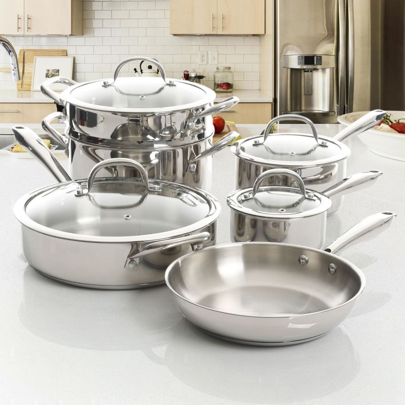 Kenmore Elite Devon 10 Piece Heavy Gauge Stainless Steel Cookware Set