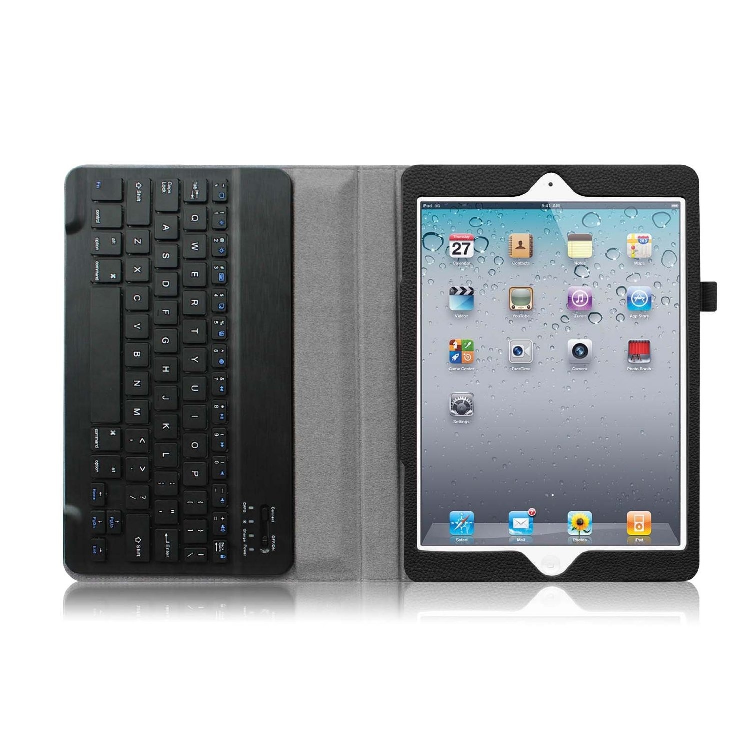 For Apple iPad 4, iPad 3 & iPad 2 Keyboard Case - Fintie Folio Case With Removable Bluetooth Keyboard, Black