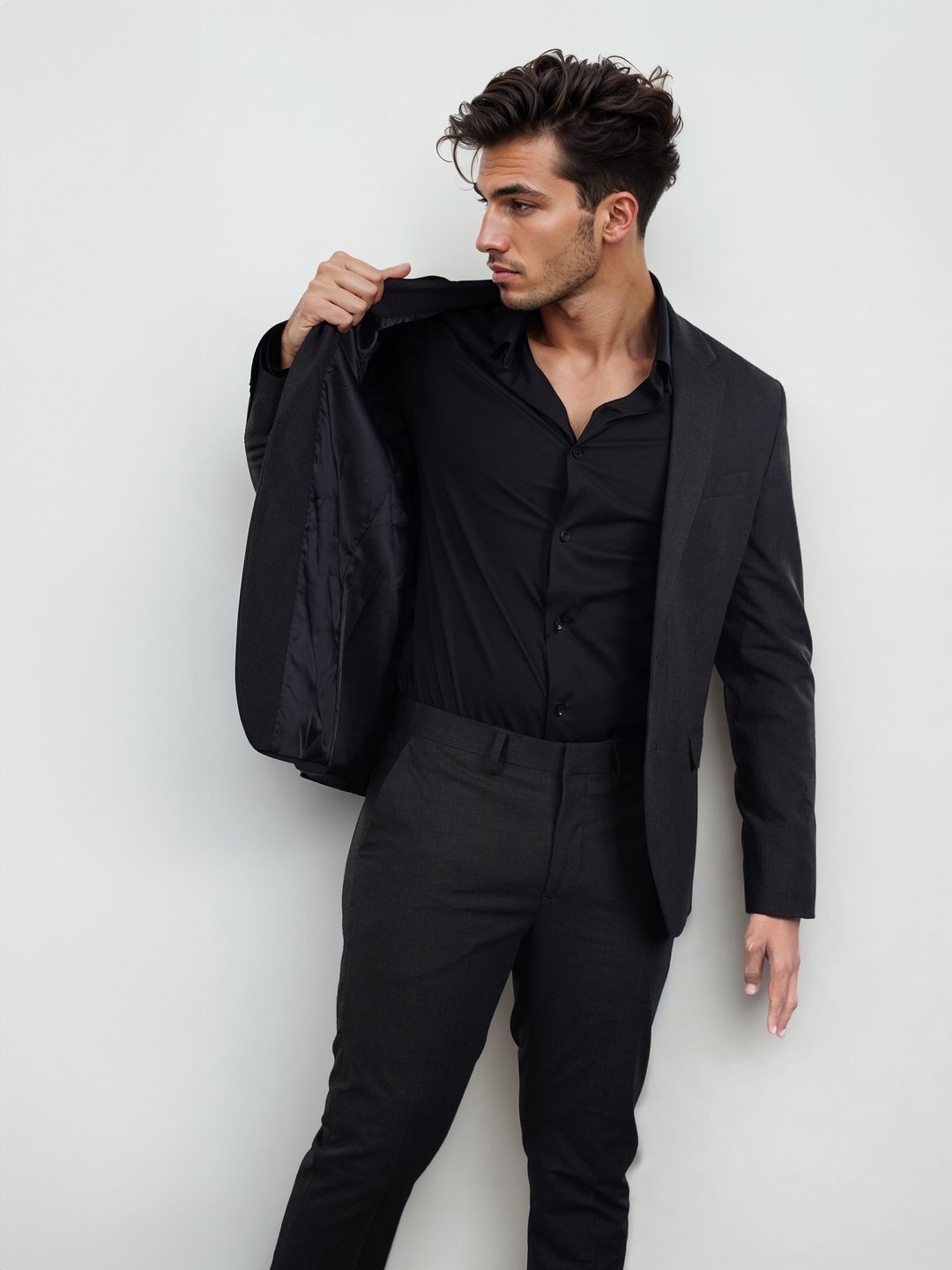 celio* Dark Grey Solid Slim Fit Suit Blazer