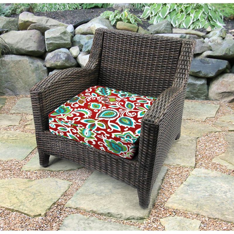Outdoor Boxed Seat Cushion - Berry Maroon - Jordan Manufacturing