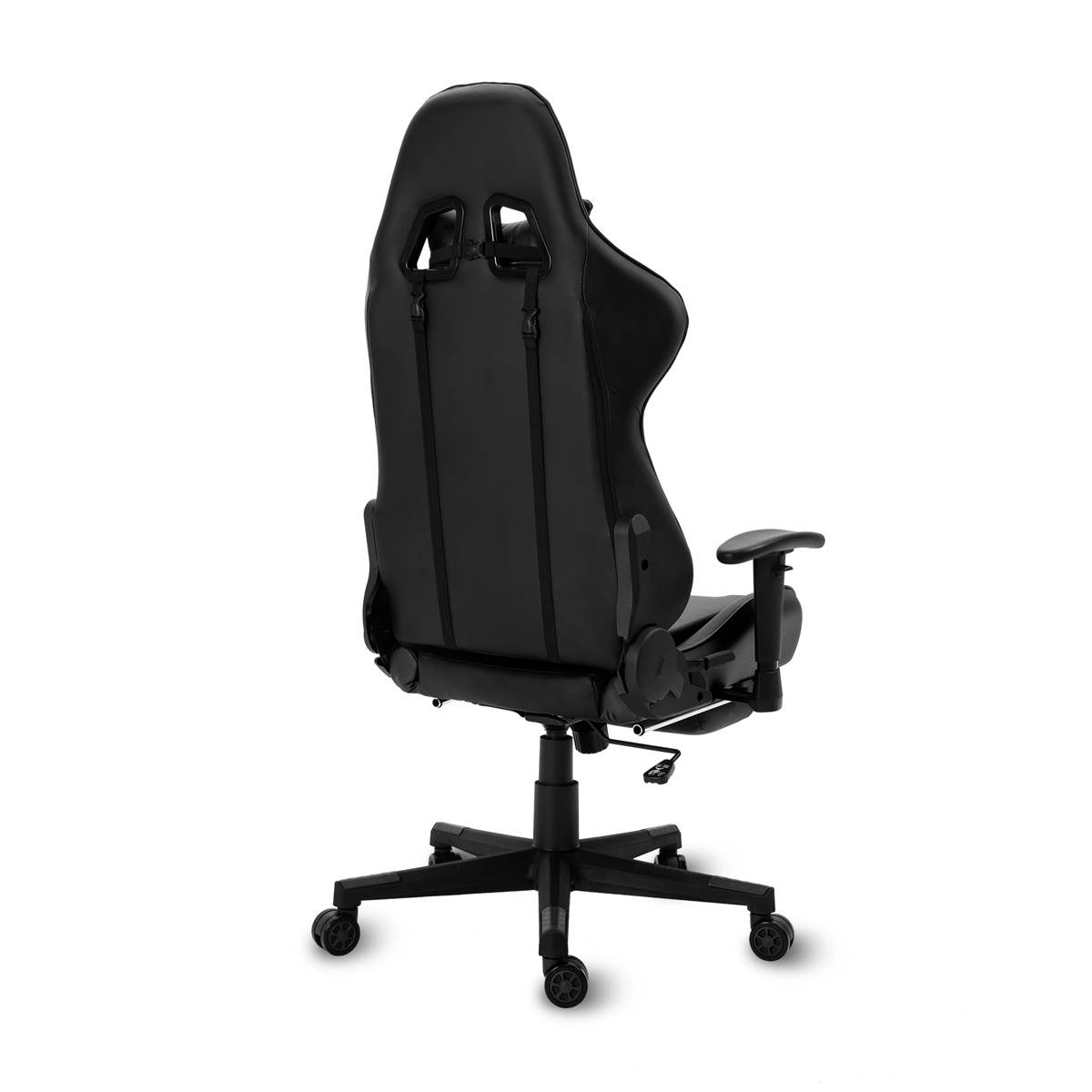 Gaming Chair Racing Style Office Chair Adjustable Massage Lumbar Cushion Swivel Rocker Recliner Leather High Back Ergonomic Computer Desk Chair with Retractable Arms and Footrest (Black)