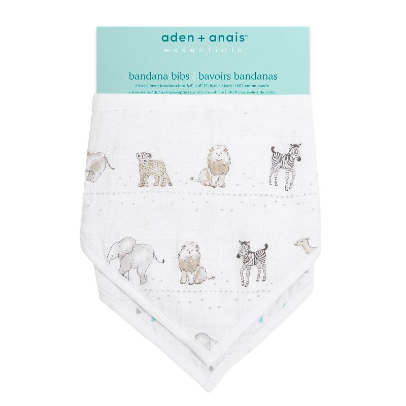 aden and anais Essentials 2pk Bandana Bib - Sunshine Animals