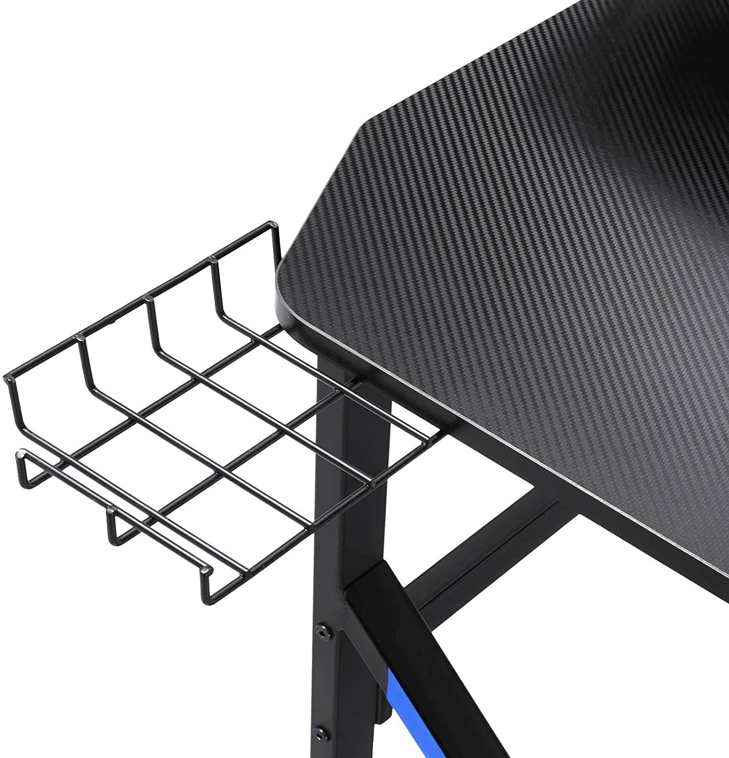 Gaming Desk 39 Inch Computer Desk Gaming Table K Shaped Pc Gaming Workstation Home Office Desk with Headphone/CD Holder, Gaming Controller Rrack,Black