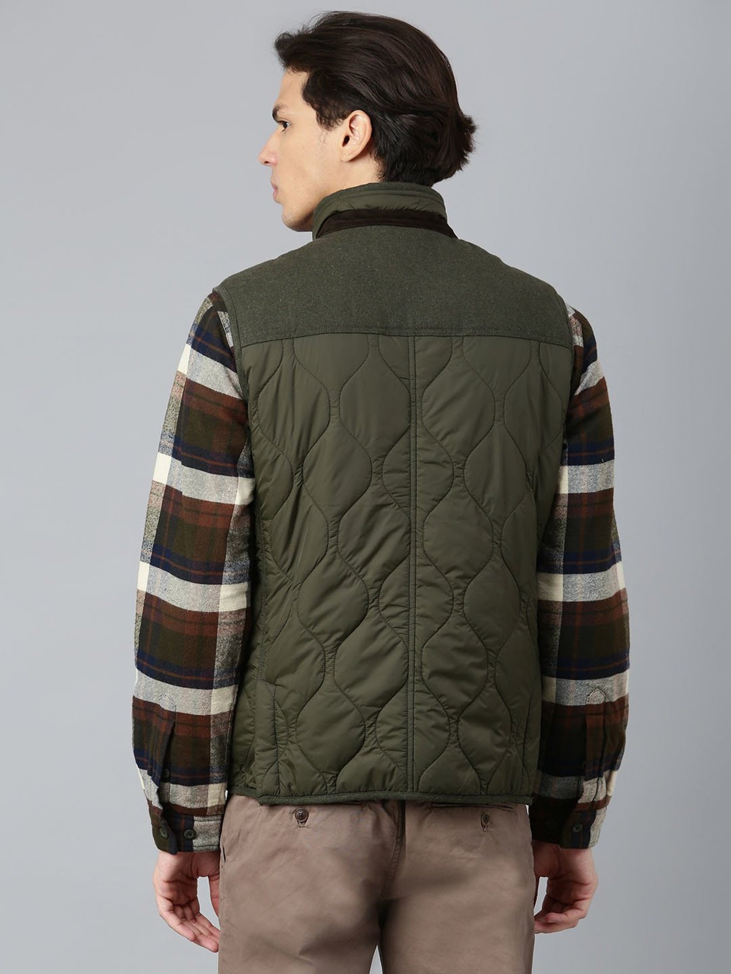 Woods Olive Regular Fit Quilted Jacket