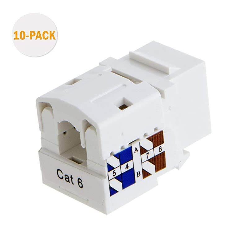 5Pack Cat6 RJ45 Keystone Module Connector White
