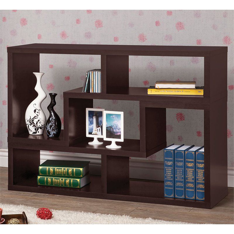 Contemporary 47"" TV Stand Bookcase in Cappuccino Brown - Bowery Hill