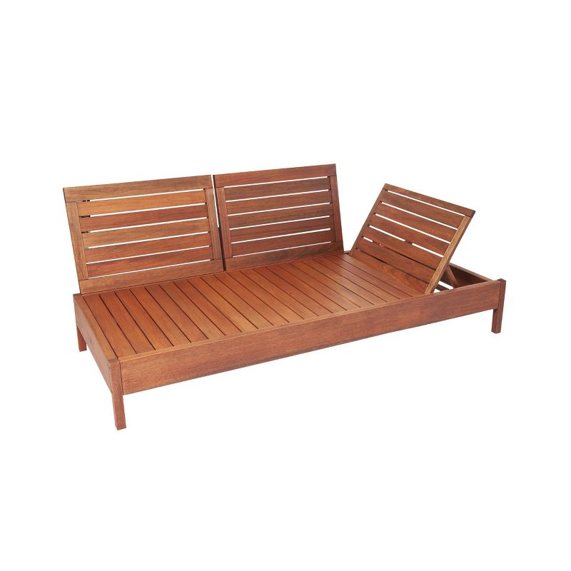 Grass Eucalyptus Wood Outdoor Reclining Chaise Lounge Chair with Backrest - Alaterre Furniture