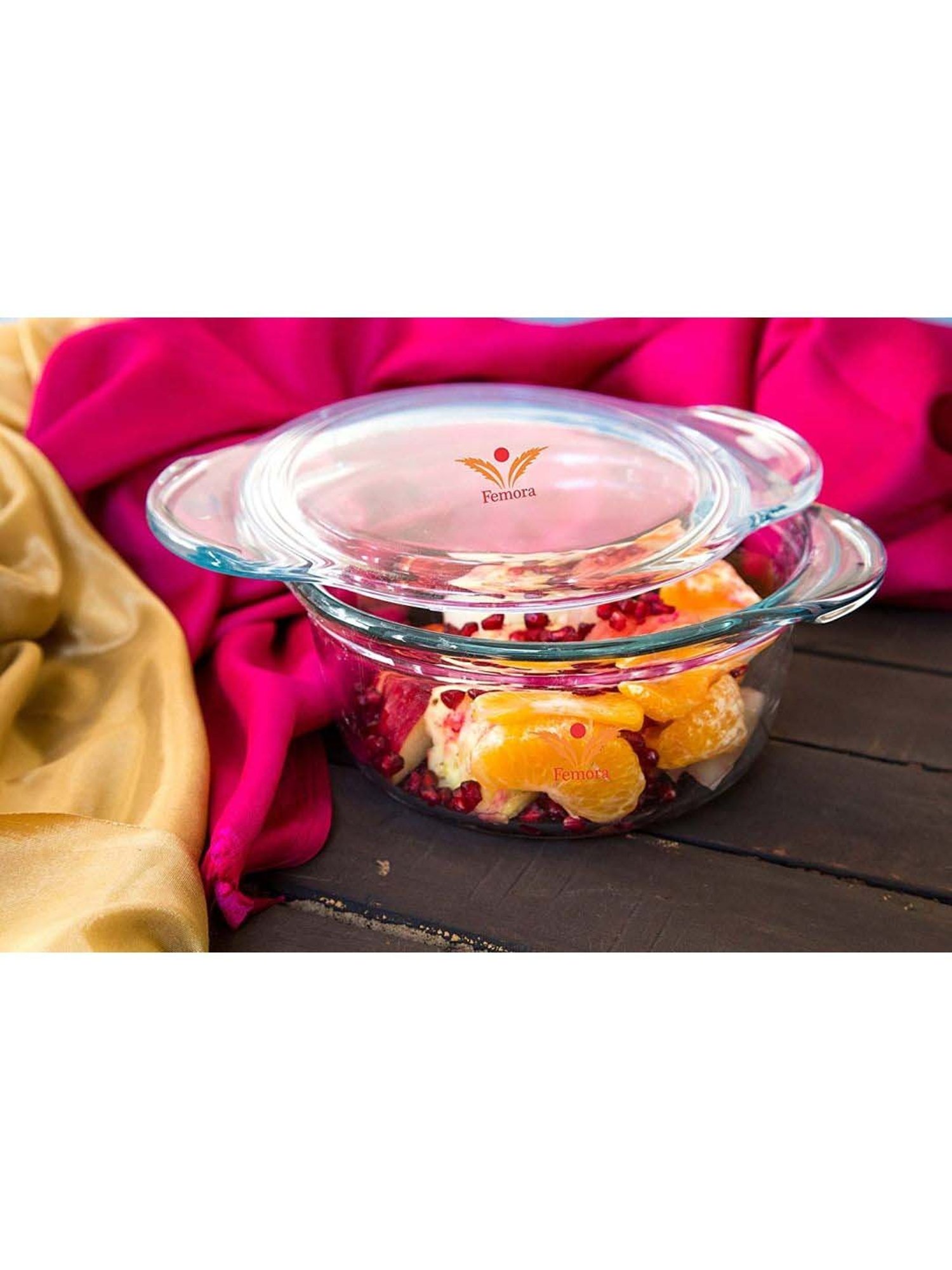 Femora Borosilicate Glass Microwave Safe Bakeware Kitchen Combo - Set of 6