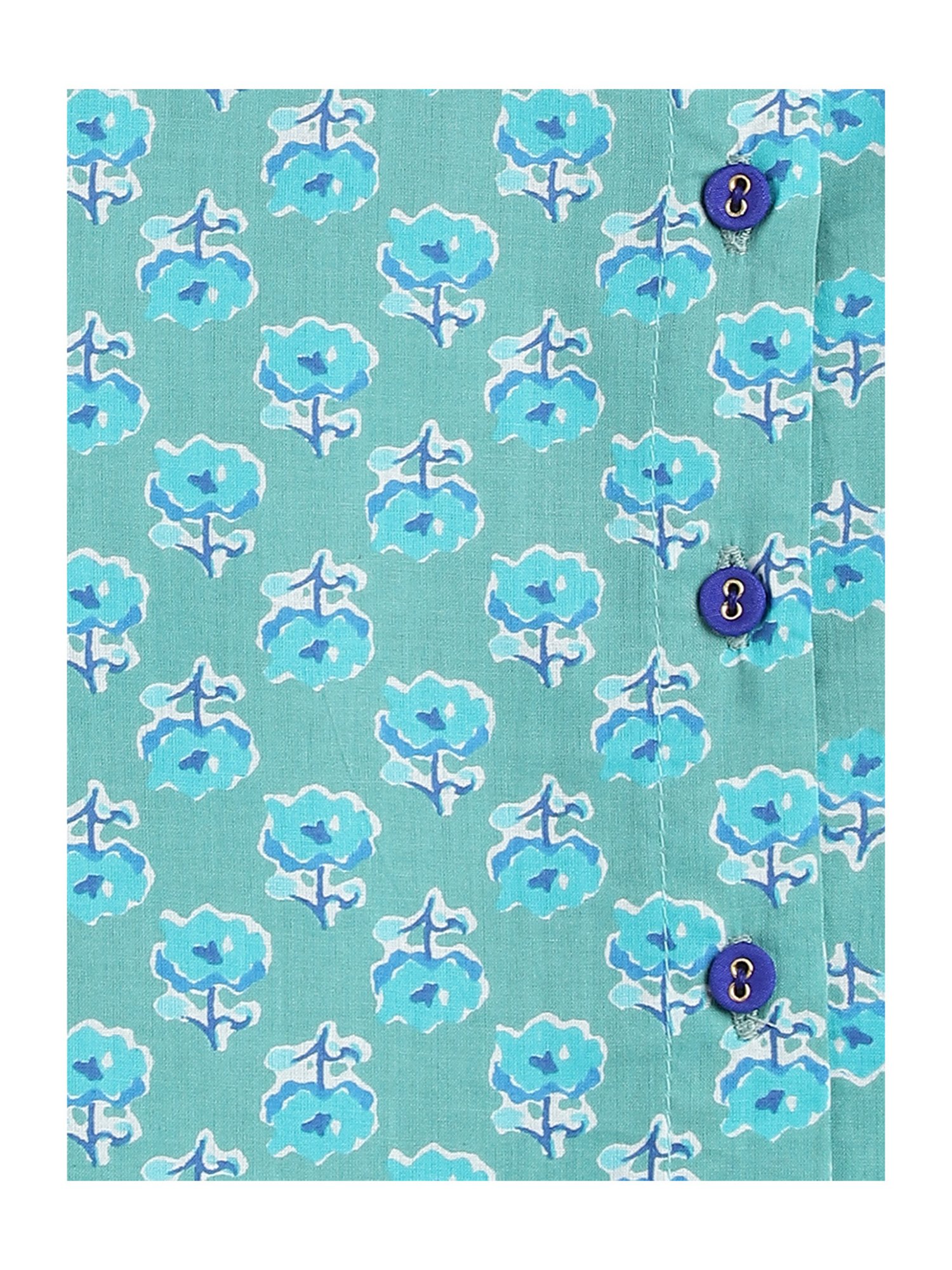 Campana Kids Green & Blue Printed Full Sleeves Kurta with Dhoti