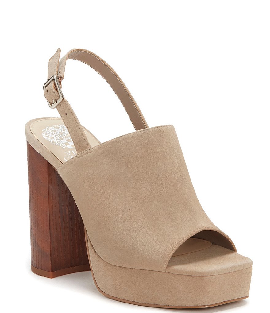 Vince Camuto Sovetta Suede Square Toe Platform Slingback Sandals