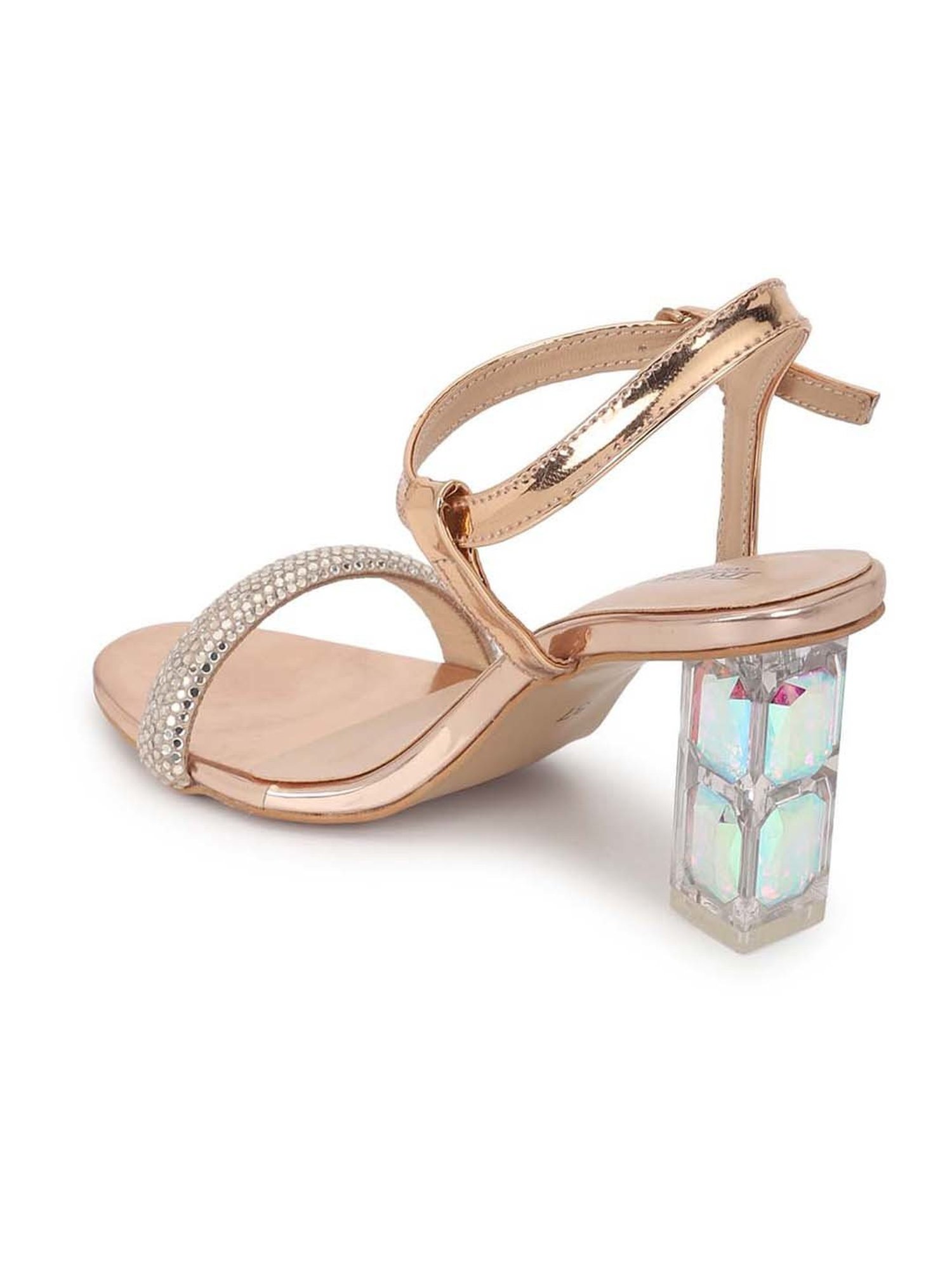 Truffle Collection Women's Rose Gold Ankle Strap Sandals