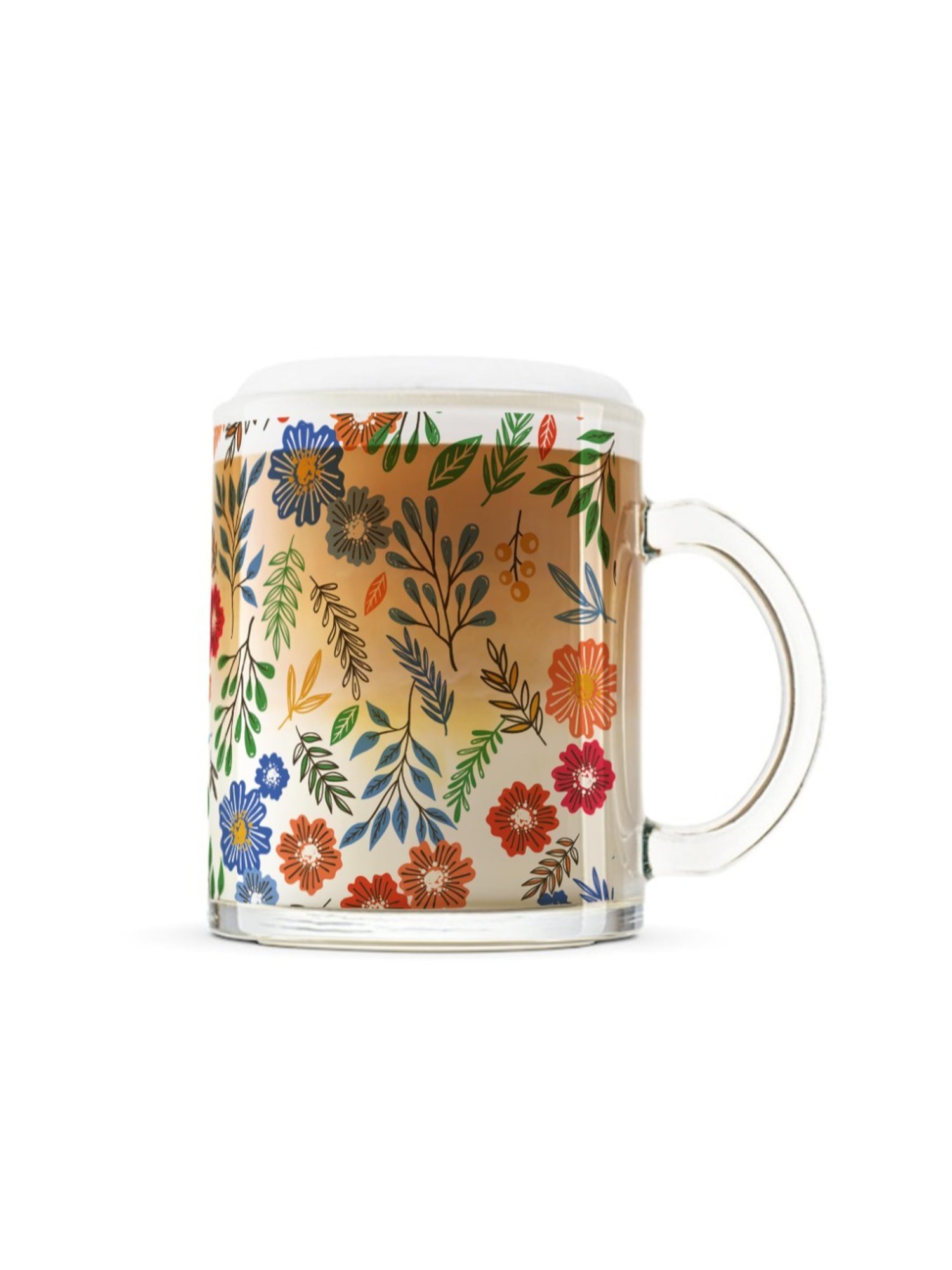 Gathari Floral Transparent Glass Coffee Mug