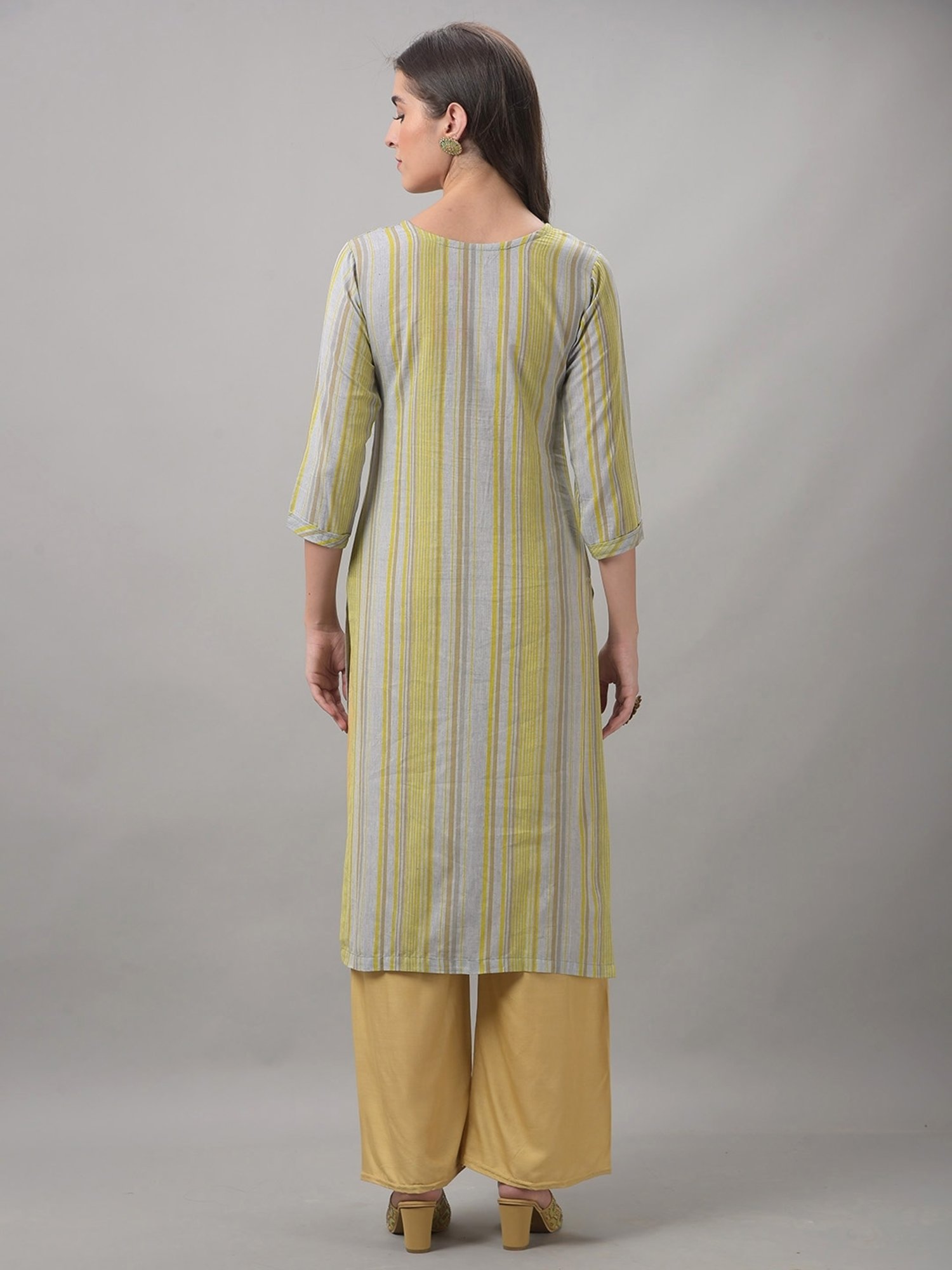 Dollar Missy Grey Embroidered Straight Kurta
