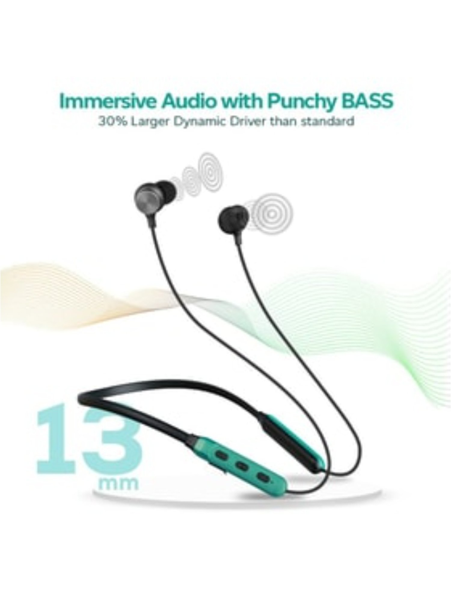 PTron Tangent Duo Bluetooth 5.2 Wireless in-Ear Earbuds with Mic, 24 Hours Playback (Black & Green)