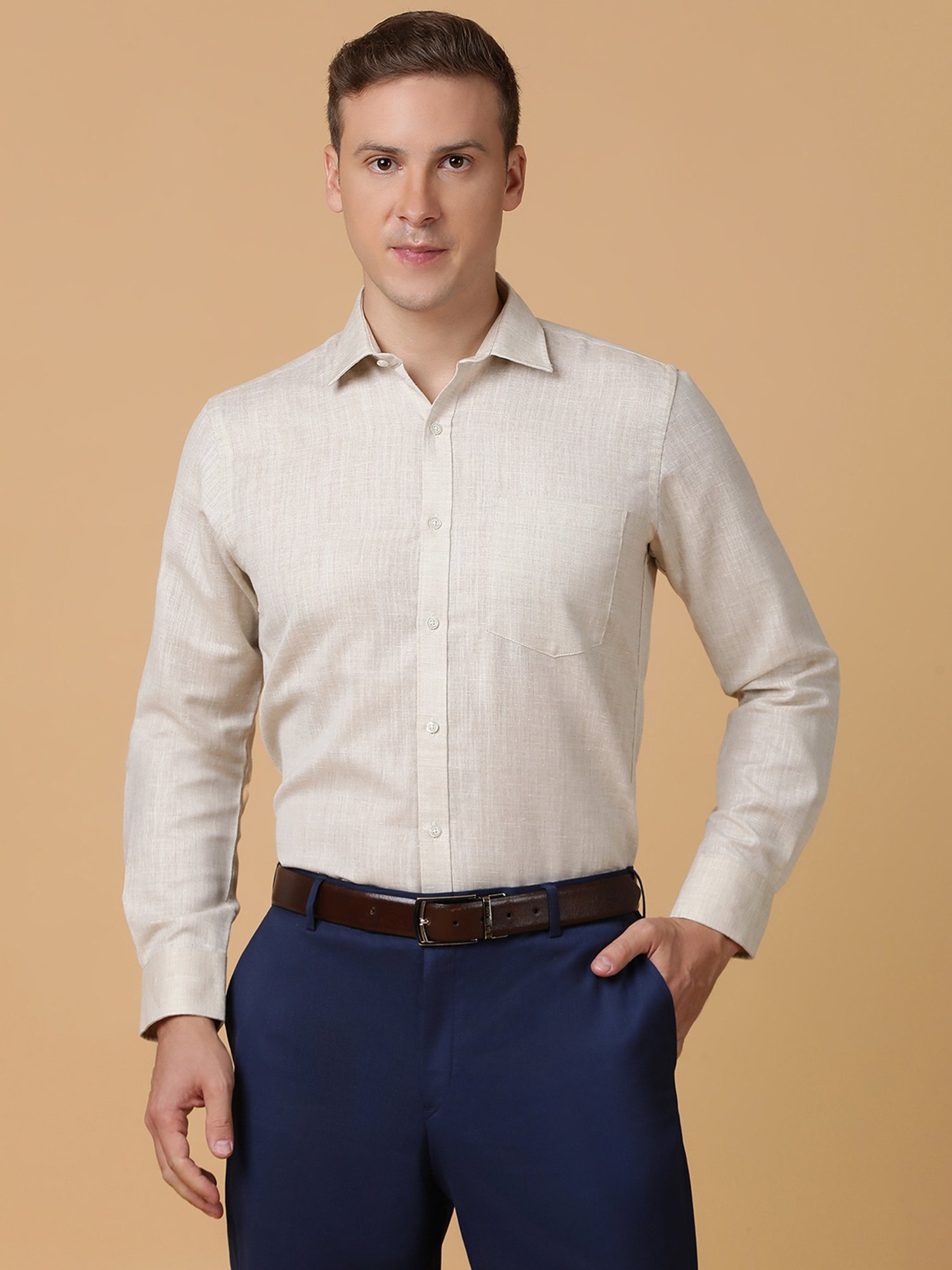 TABARD Light Grey Melange Regular Fit Shirt
