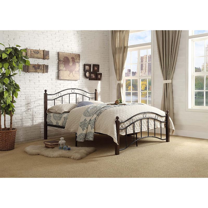 Homelegance Full Size Metal Averny Platform Bed Frame and Storage Space Below with Headboard and Footboard, Black