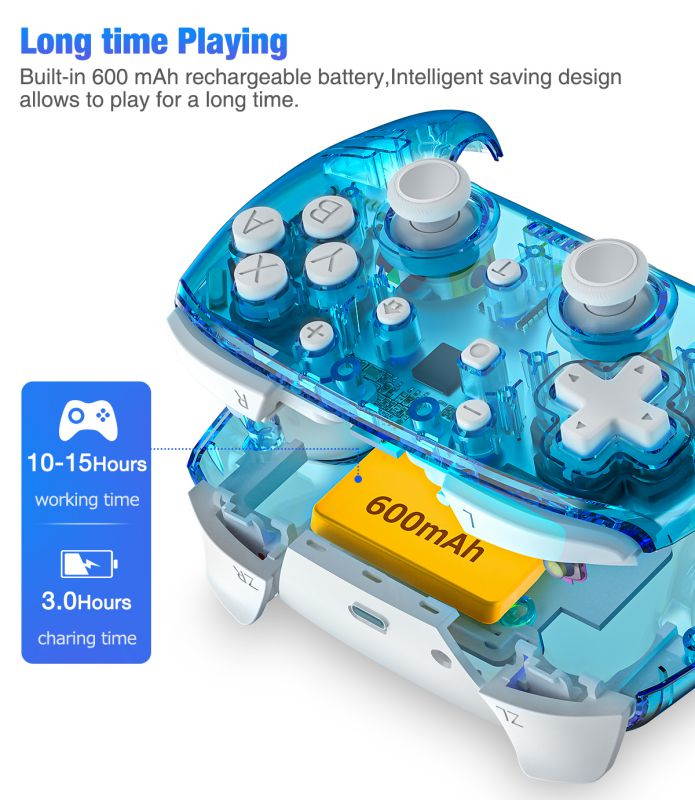 BEBONCOOL Wireless Switch Controller for Switch/Switch Lite, Replace for nintendo switch pro controller, Switch Remote Gamepads with LED Backlight, Turbo, Vibration, Motion Functions