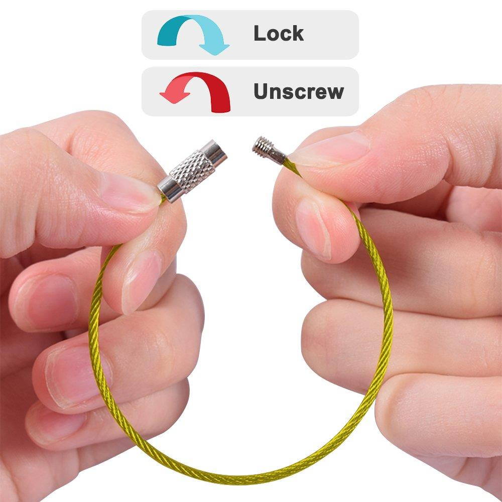 25pcs Wire Keychains, SENHAI Key Ring 2mm Cable Loops 6" and 8.7 inches Stainless Steel Gear for Hanging Luggage Tag, Keyrings and ID Tag Keepers