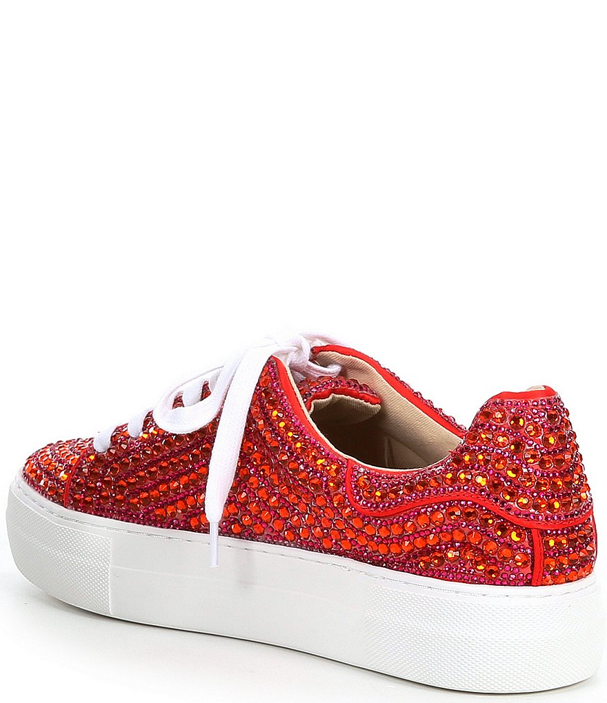 Blue by Betsey Johnson Sidny Rhinestone Embellished Platform Lace-Up Sneakers