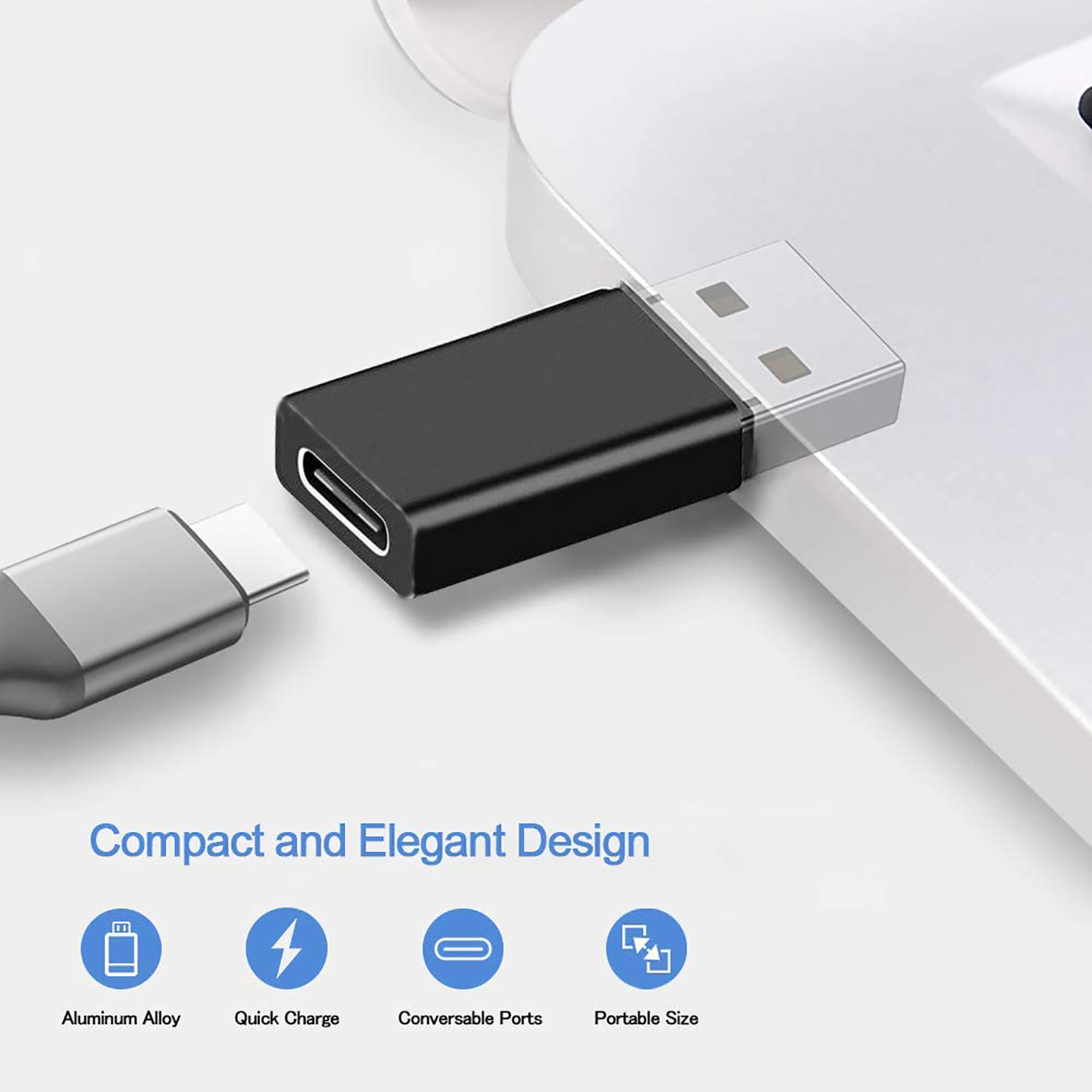USB 3.1 GEN 2 Male to Type-C Female Adapter, Support Double Sided 10Gbps Charging & Data Transfer, USB A to USB C 3.1 Converter