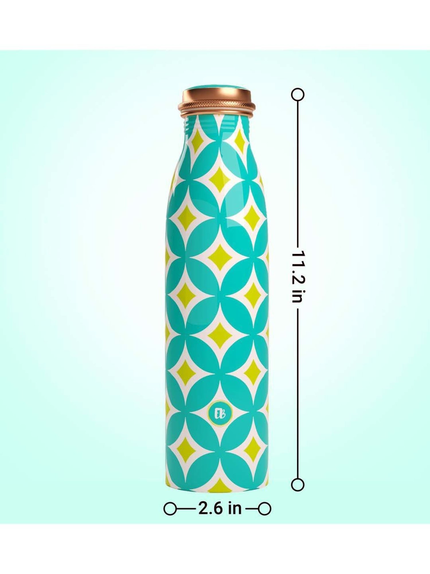 Everything Beautiful Aqua Blue Copper Water Bottle - Seamless (0.95 L)