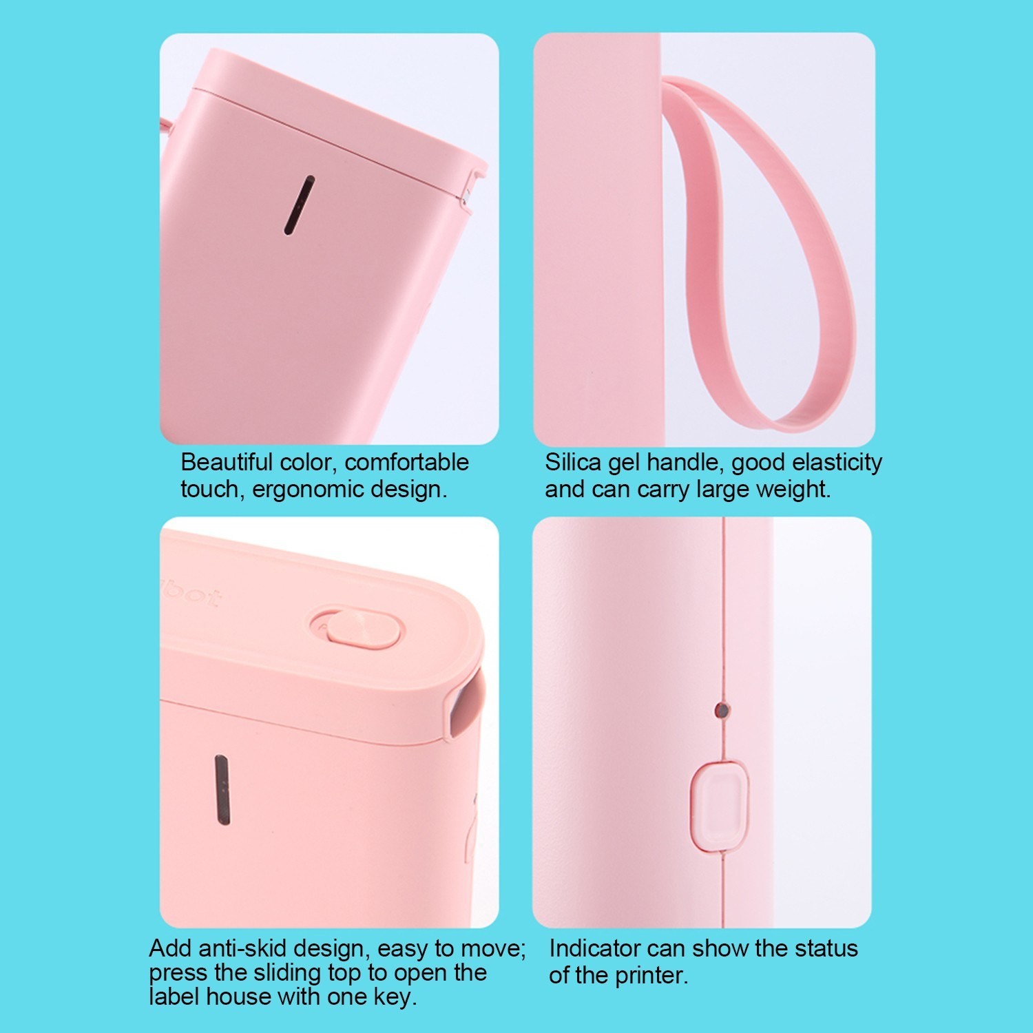 Portable Handheld Thermal Label Printer Wireless BT Label Maker Sticker Machine Compatible with iOS Android Smartphone for Home Office School Supermarket Store Labeling Barcodes