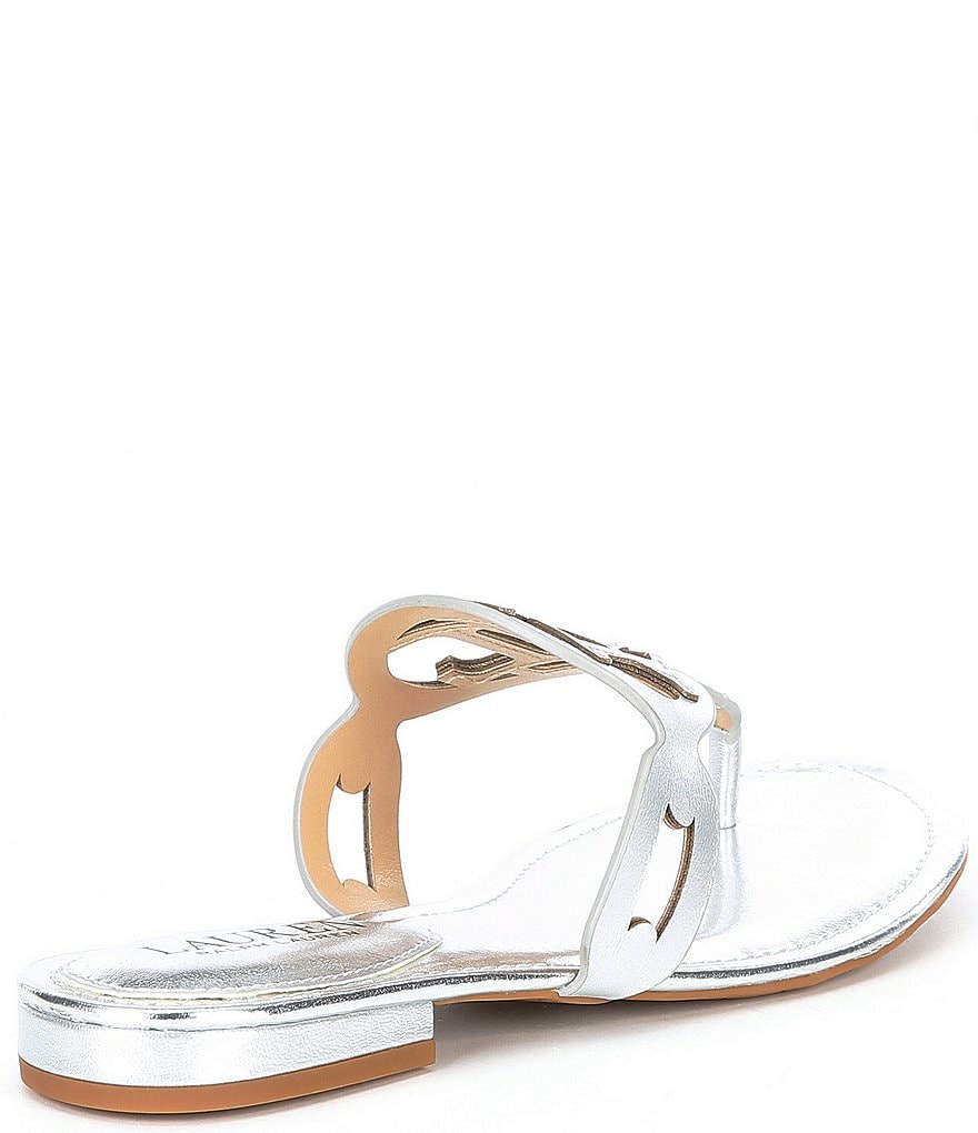Lauren Ralph Lauren Audrie Leather Logo Thong Sandals