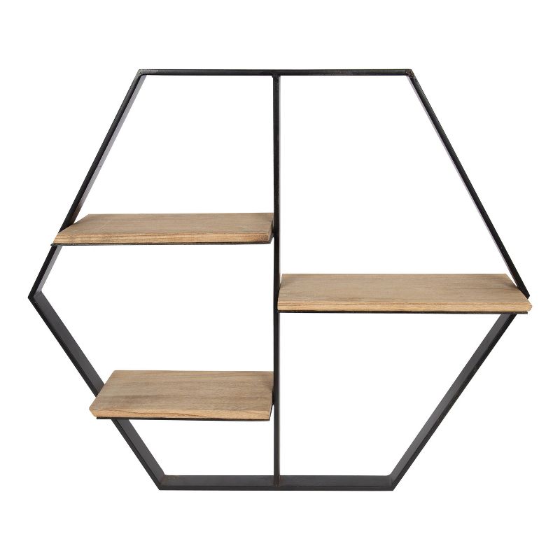 25.5" x 22" x 5" Ladd Hexagon Floating Shelves Rustic Brown - Kate & Laurel All Things Decor