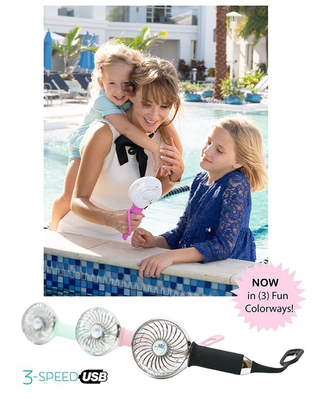BuggyGear Handheld Mini Fan Portable - USB Rechargeable Battery Operated for Stroller Bike Beach Travel Desk Office Makeup Turbo Cool Indoor Outdoor Air