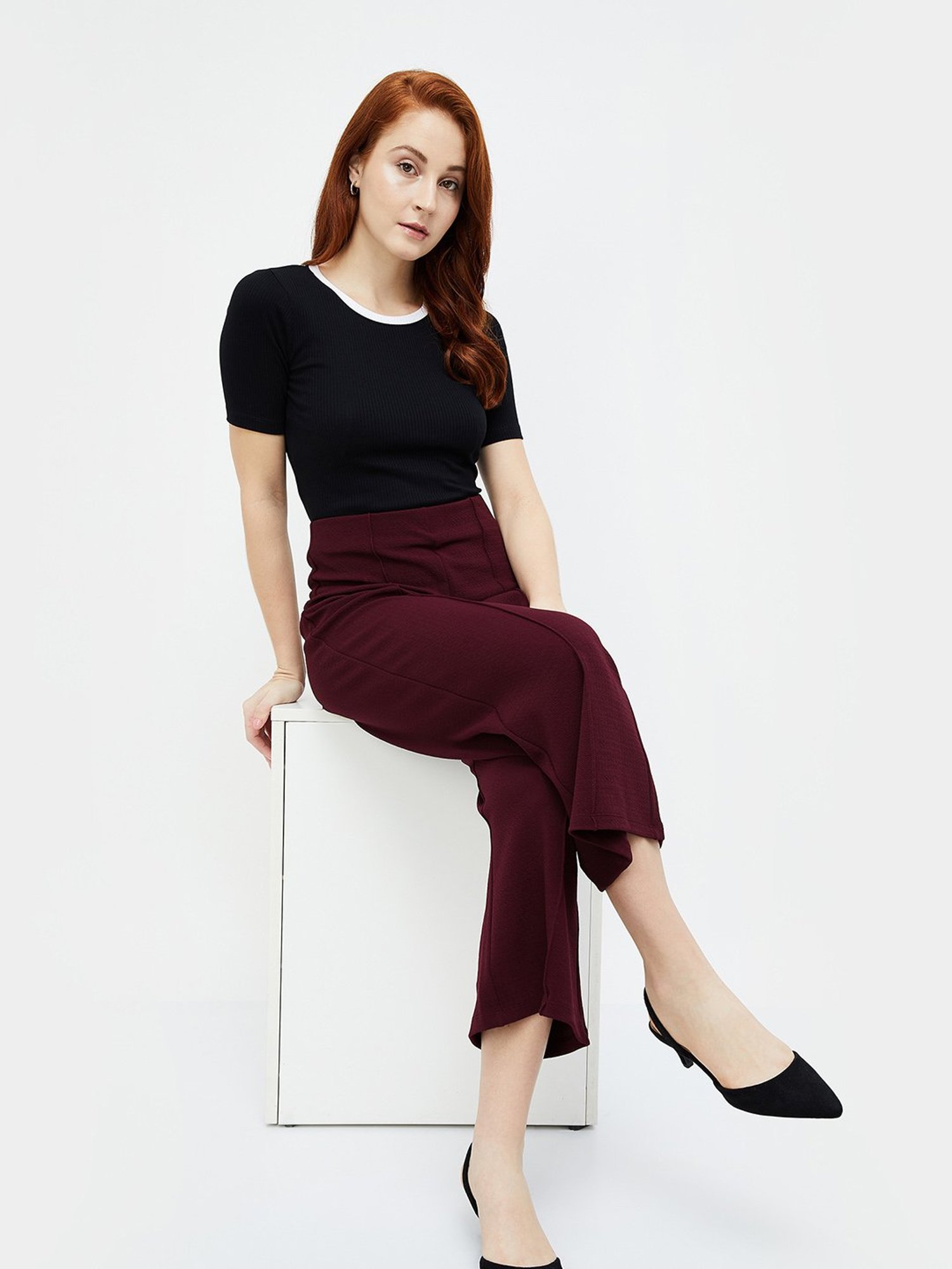 Code by Lifestyle Black Cotton Regular Fit Top