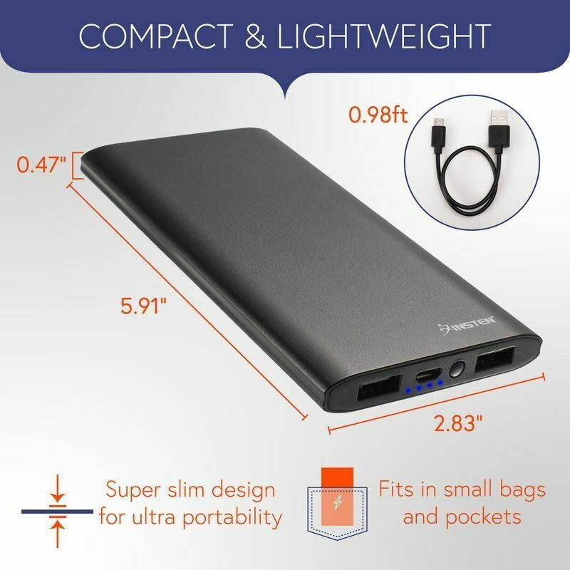 Powerbank 10000mAh with 2 Port for iPhone 11 Pro Max Universal Cell Phone Black
