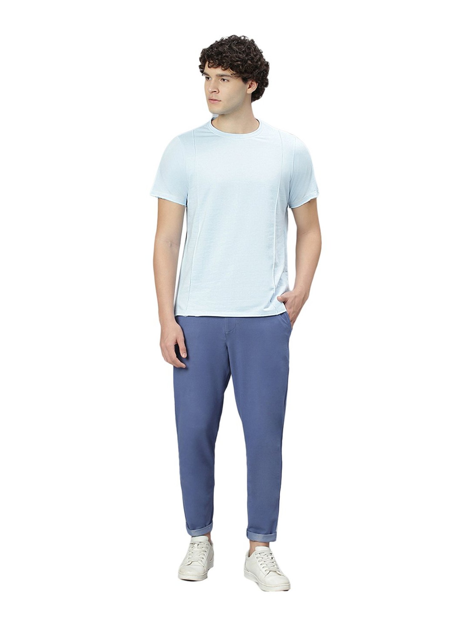 Slowave Light Blue Regular Fit T-Shirt