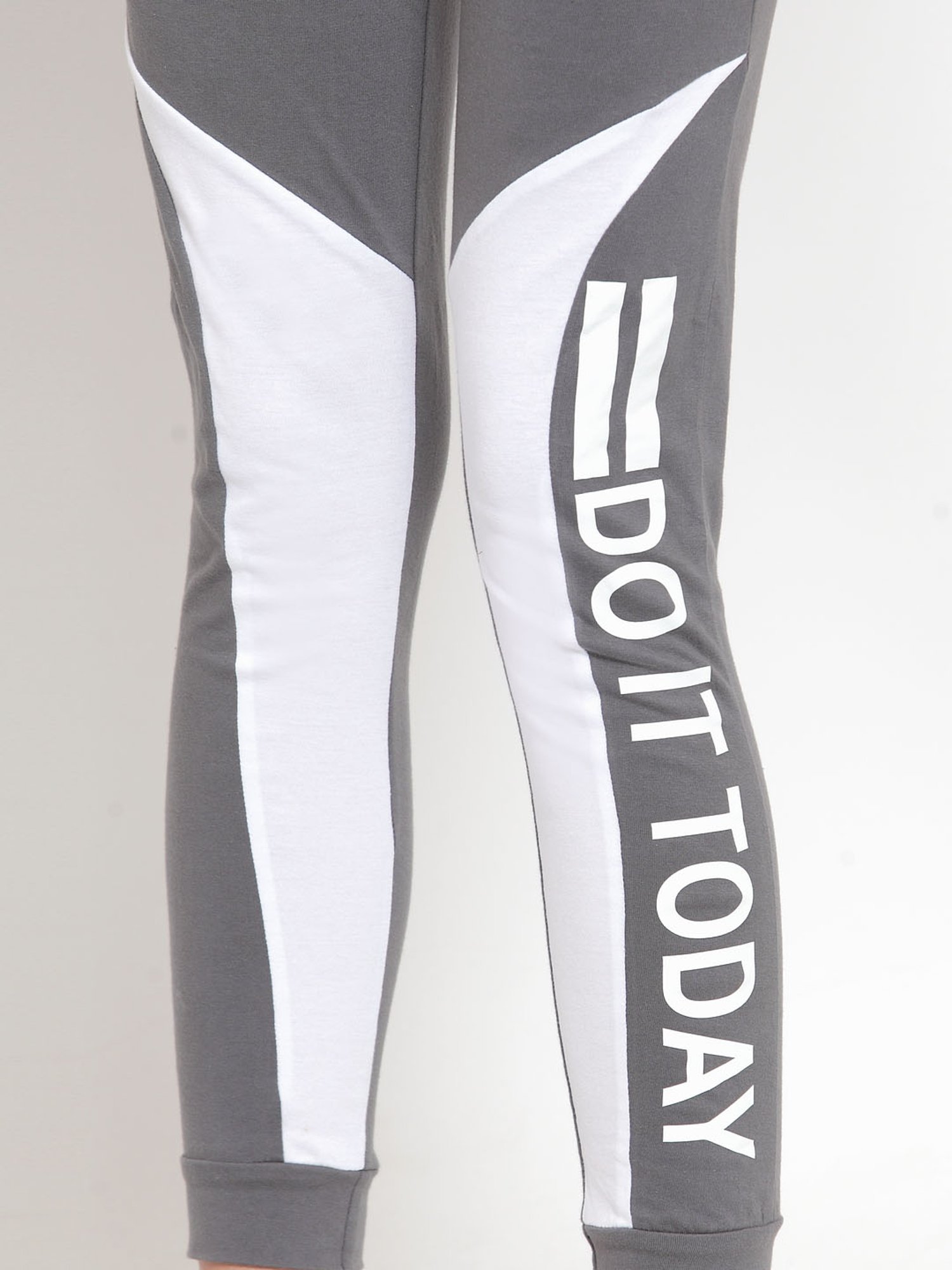 Boston Club Grey & White Graphic Print Trackpants