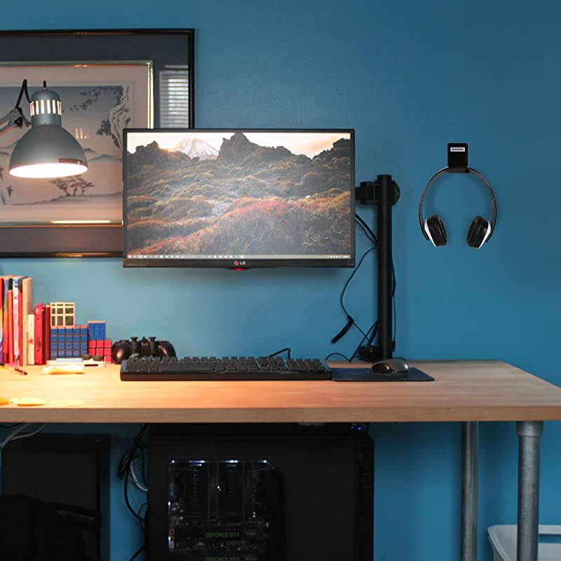 Headphone Stand Hanger Wall Mount Pack of 2  Acrylic Headphone Headset Holder Best Gaming Headset Stand with Cable Clip Save Desktop Space