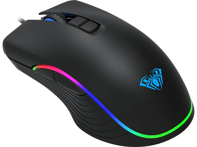 AULA H510 RGB Gaming Mouse with 9 Side Buttons High Precision 10000 DPI Optical Sensor, Fire Button Computer Mice 14-Programmable-Buttons for PC/Gamer