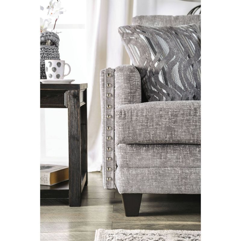 Faux Leather Accent Chair and Ottoman Charcoal Gray - EveryRoom