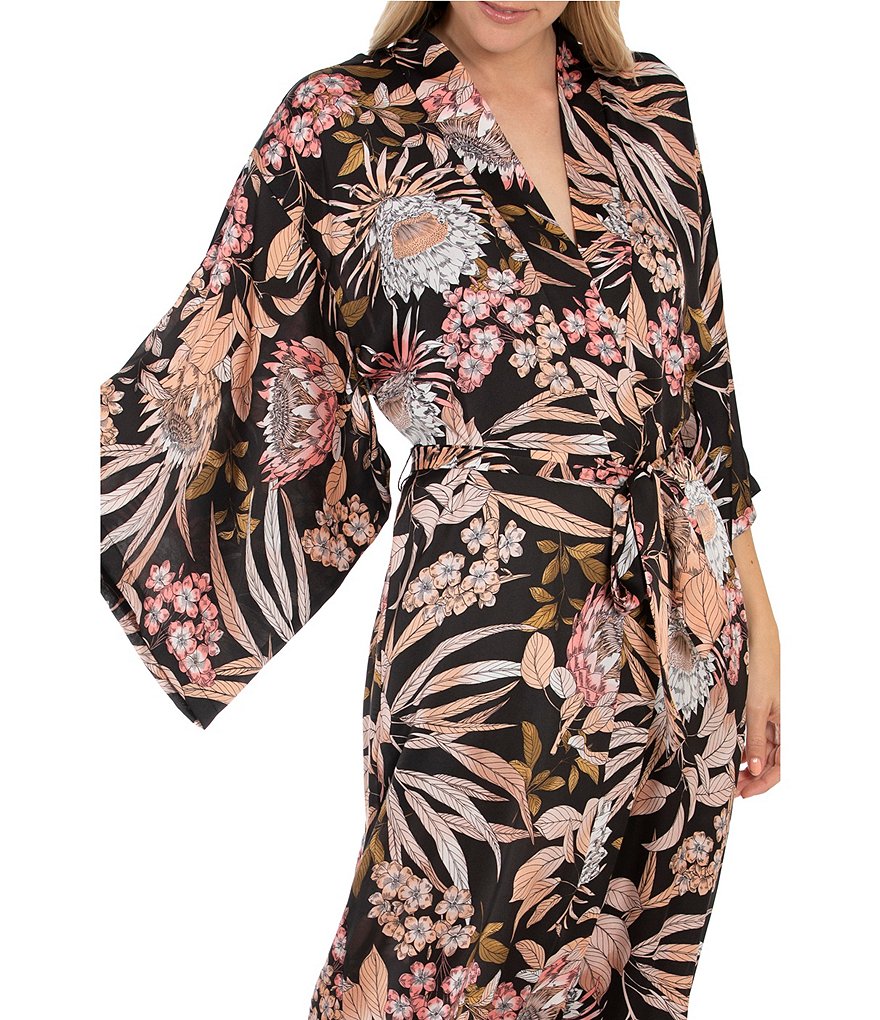 Lauren Ralph Lauren Paisley Print Satin Short Wrap Robe