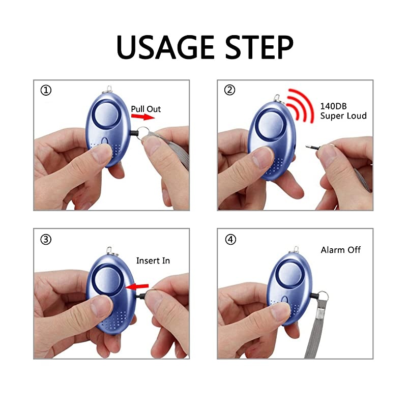 Alarm for Women 140DB Emergency SelfDefense Security Alarm Keychain with LED Light for Women Kids and Elders Blue