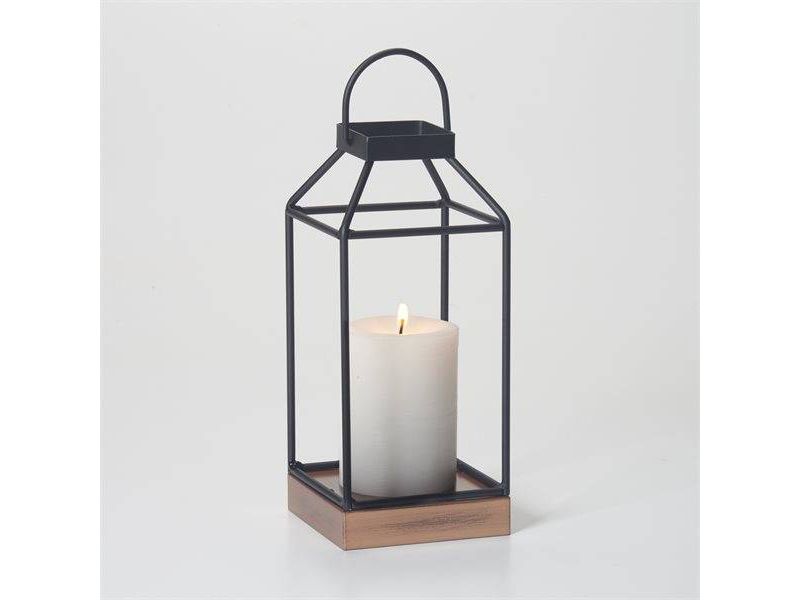 10" Mallory Metal Outdoor Lantern with No Glass Black - Smart Living