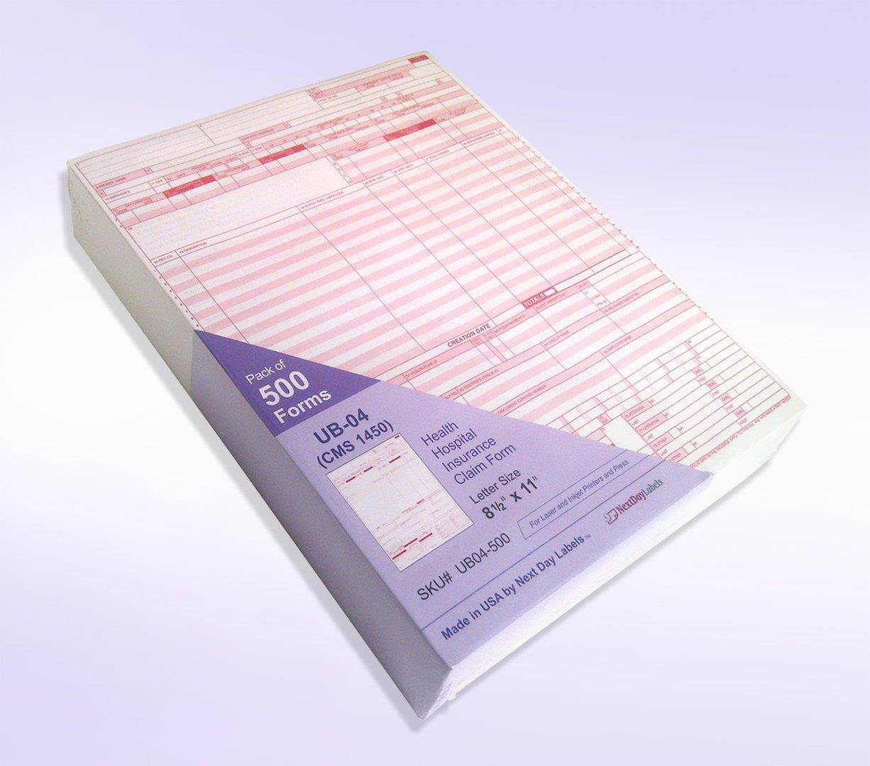 UB-04 (CMS 1450) Health Hospital Insurance Claim Form, Laser 8-1/2 x 11" (500)