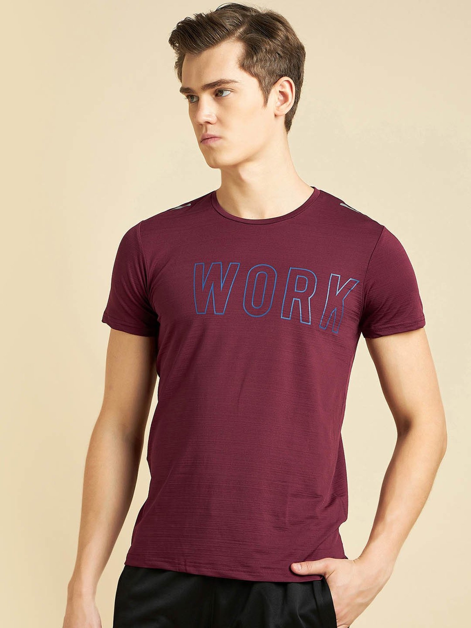 Sweet Dreams Maroon Regular Fit Printed Sports T-Shirt