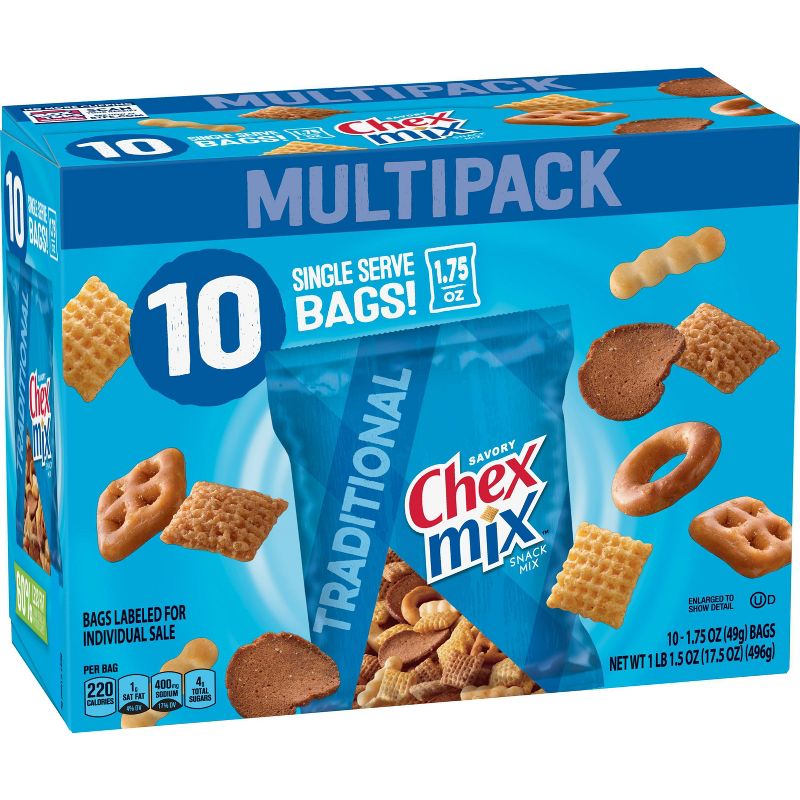 Chex Mix Traditional Snack Mix Bags - 17.5oz/10ct
