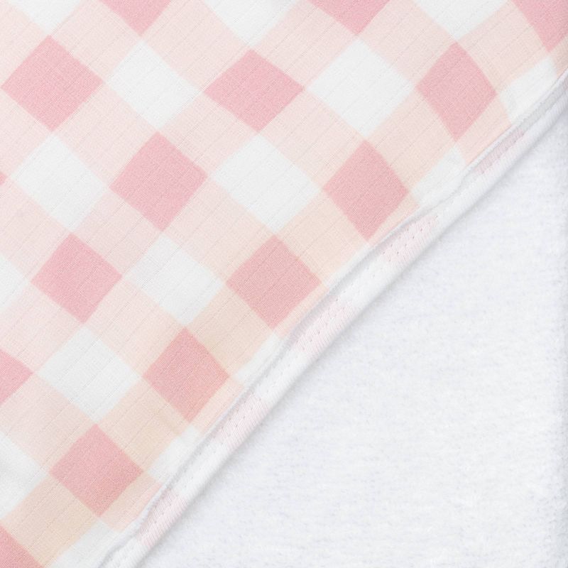 Honest Baby Girls' 3pc Organic Cotton Plaid Hooded Bath Towel Set - Pink