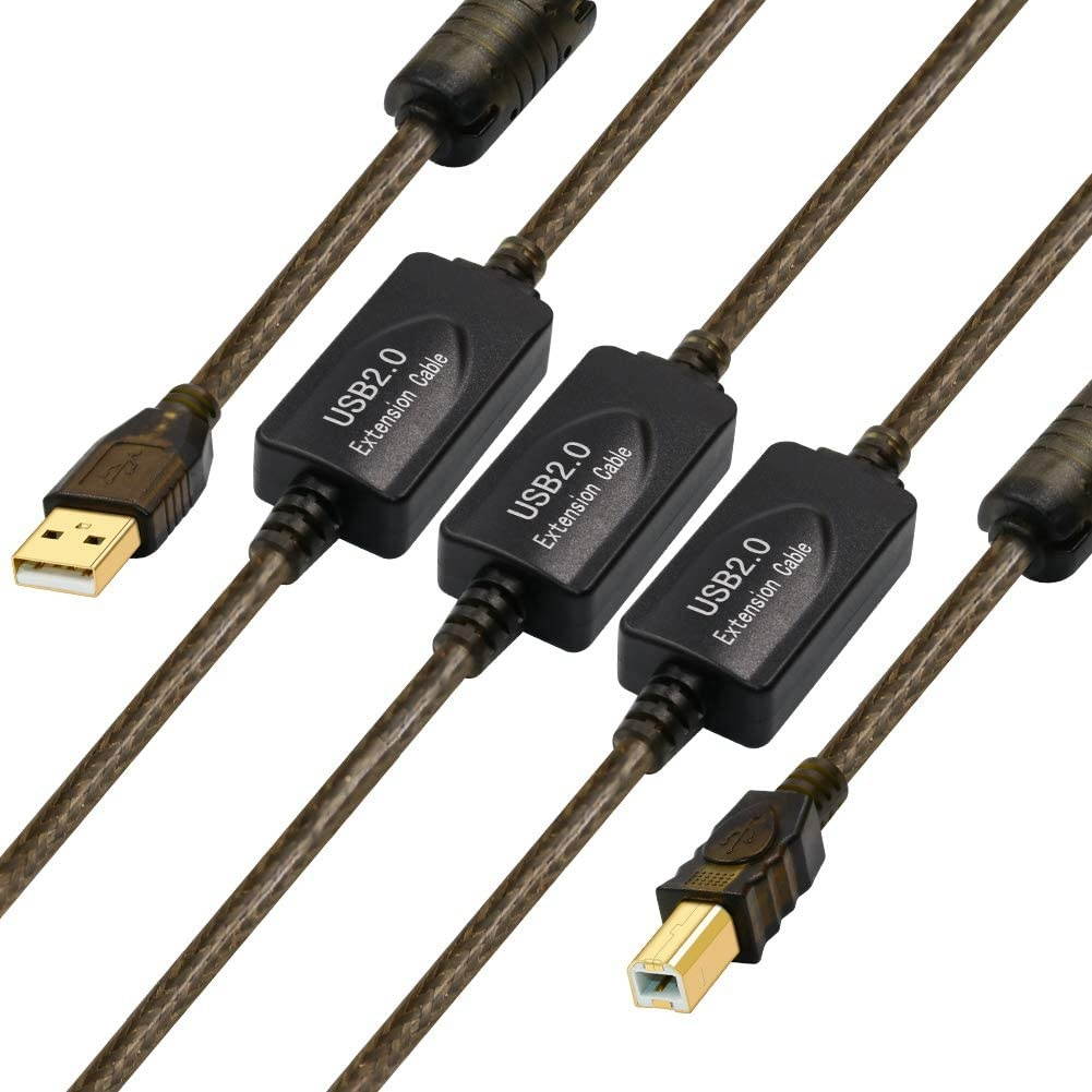 Printer Cable 100ft/30mYeung Qee Active Repeater USB 2.0 Type A Male to Type B Male Printer Scanner Cable for HP Canon Lexmark Epson Dell Xerox Samsung etc