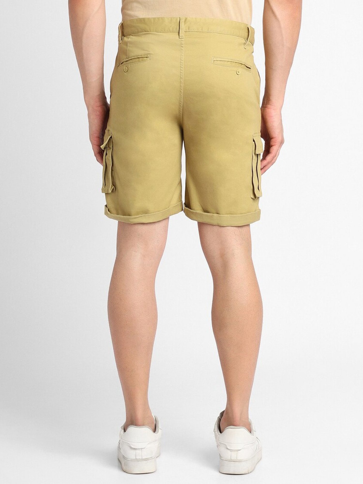 Forever 21 Yellow Cotton Regular Fit Cargo Shorts
