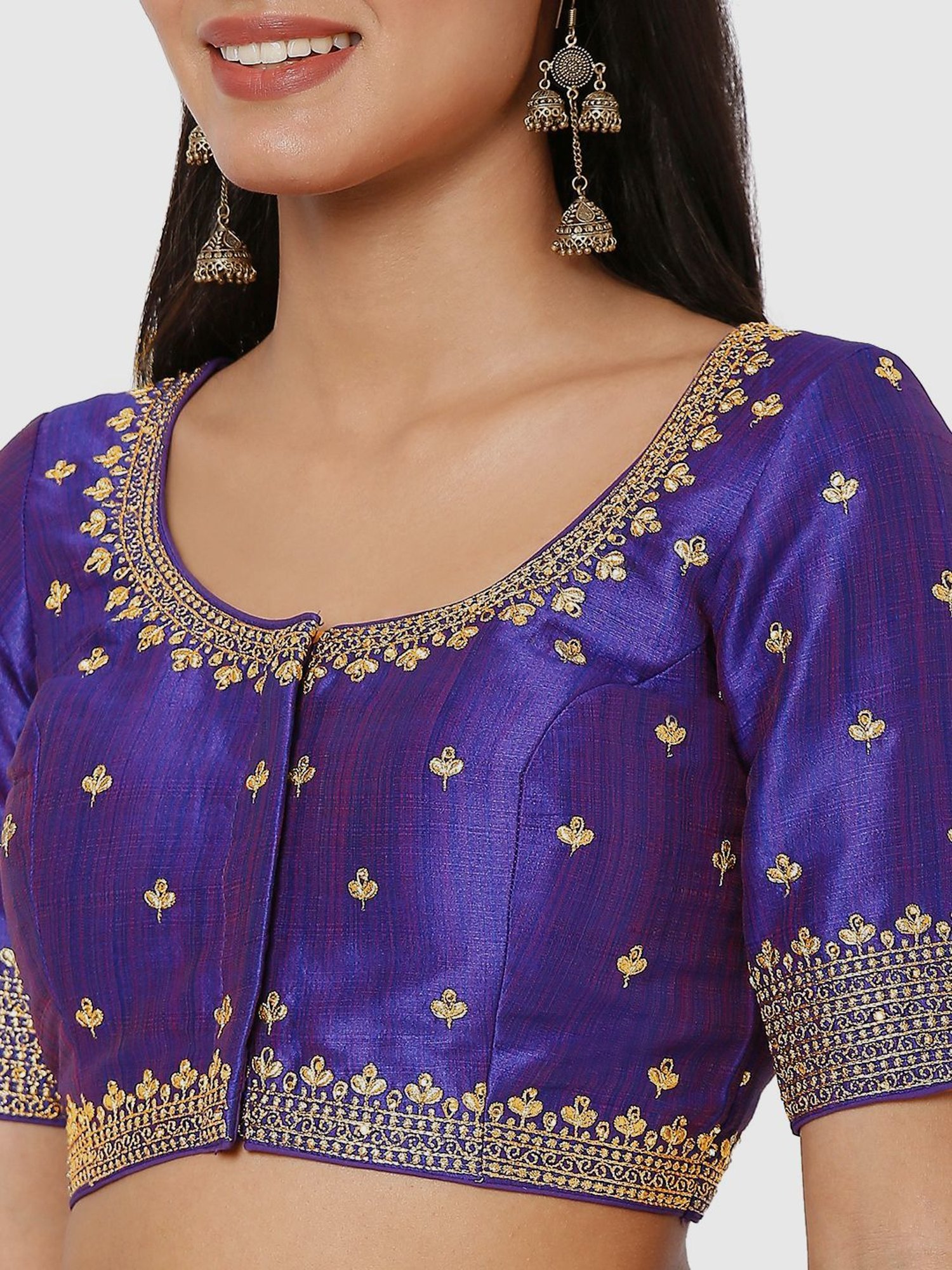 Salwar Studio Purple Embroidered Readymade Blouse