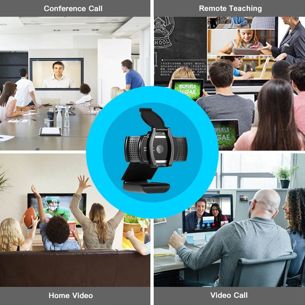 1080P USB Webcam Auto Focus Web Camera with Privacy Cover Built-in Microphone Drive-free Camera for PC Laptop