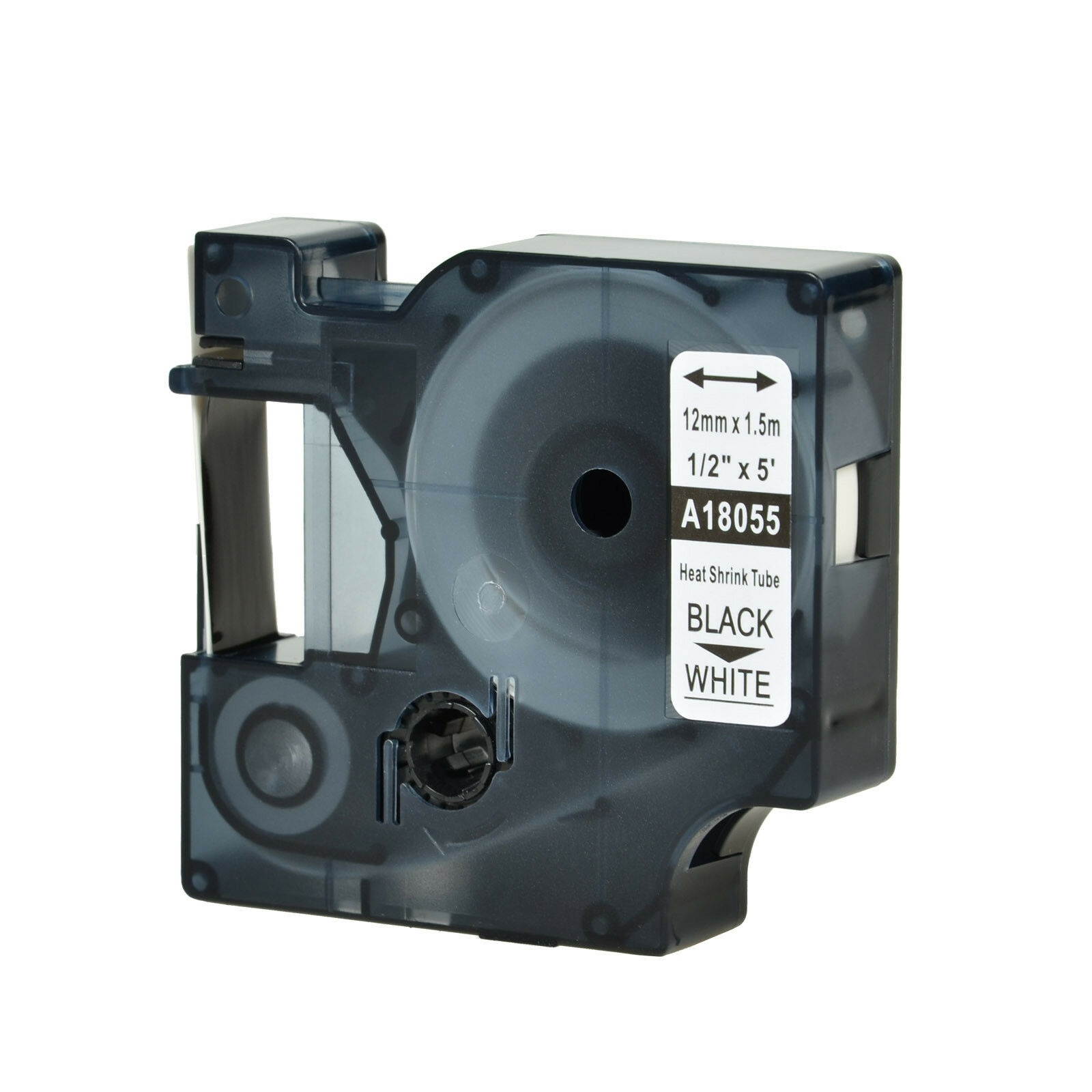 Pack 2 For DYMO Rhino Heat Shrink Tube Cable Label Tape 18055 12mm(1/2") Back on White