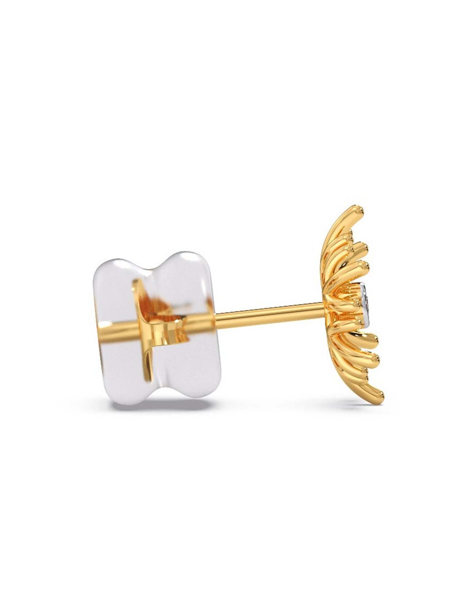Candere by Kalyan Jewellers BIS Hallmark 18K Yellow Gold and Certified Diamond Stud Earrings